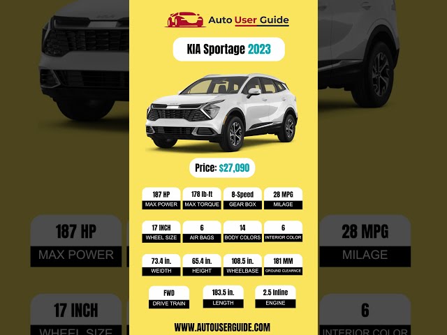 2023 KIA SPORTAGE Specs, Price, Mileage, Features and Torque #youtubeshorts