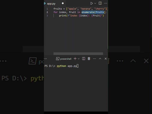 Effortless Looping in Python with Enumerate! #codinghacks #python #coding  #pythontricks