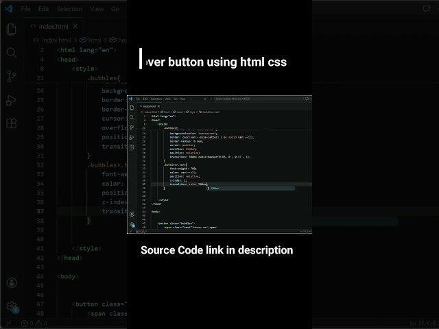 CSS Hover Button Animation | HTML CSS #shorts