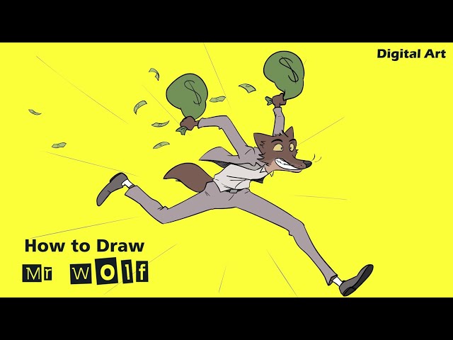 How to Draw Mr Wolf, Bad Guys Animated Movie character Drawing