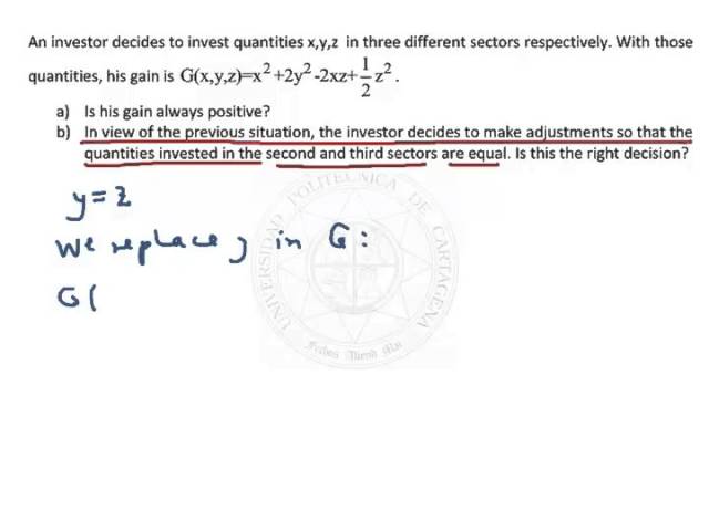 Investment gain as a quadratic form
