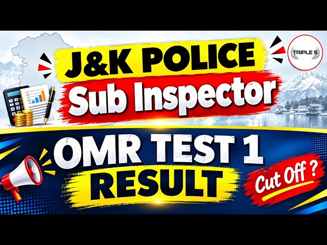 J&K Police Sub Inspector OMR Test 1 Result - Did You Beat the Cut Off ? @TripleSClasses