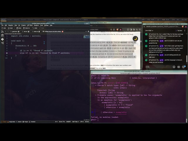 Live programming 💾 💻 (I use Arch btw) #linux #computer