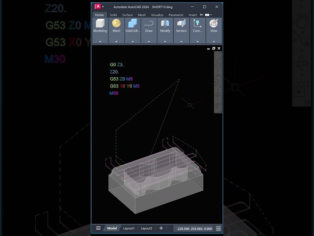 SUB10 - GCODE IN AUTOCAD A SURFACE MILLING #autocad #cncprogramming #cnc  #gcode #cncsoftware