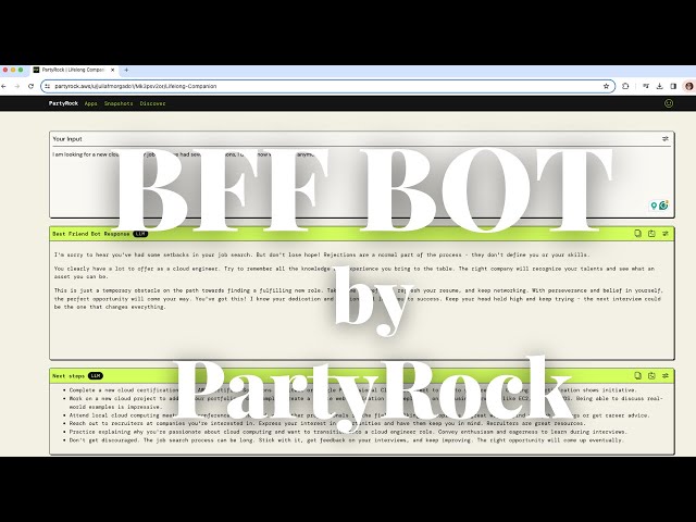 BFF-Bot by PartyRock, an Amazon Bedrock Playground AI App
