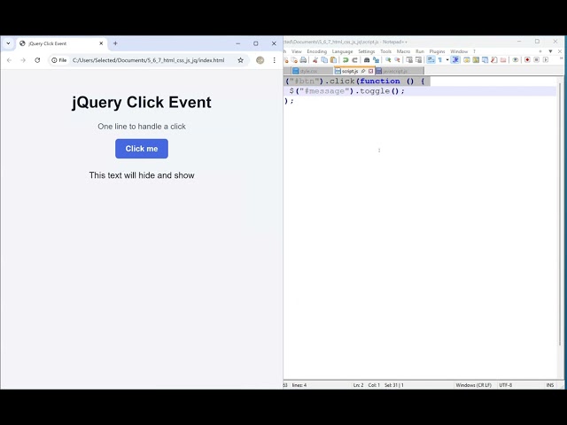 jQuery 19: jQuery vs JavaScript: Click Events Explained