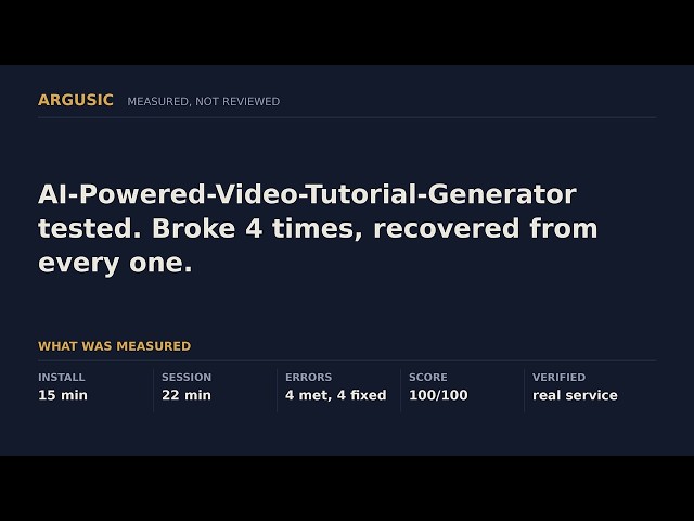 AI-Powered-Video-Tutorial-Generator tested. Broke 4 times, recovered from every one.