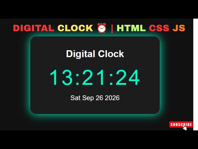 How to Make a Digital Clock Using HTML CSS & JavaScript | 2Digital Clock  Step by Step | #html5