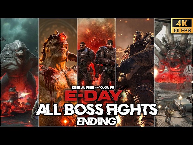 Gears of War: E-Day All BOSS Fights + Ending (4K60fps)