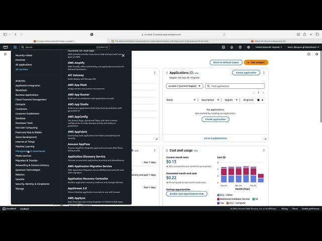 Navigating the AWS Console Home