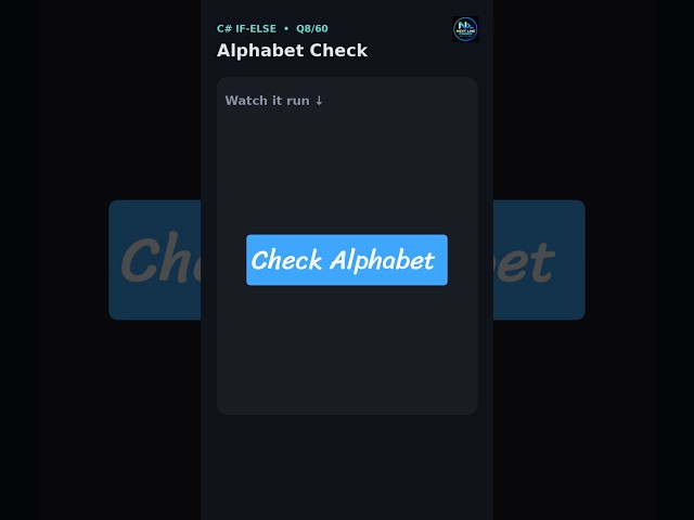 Check if a Character is an Alphabet in C# using If-Else #csharp