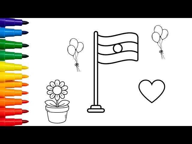 🇮🇳 Indian Flag Drawing for kids 🎨| Easy Tiranga Drawing Step by Step | Independence Day Drawing