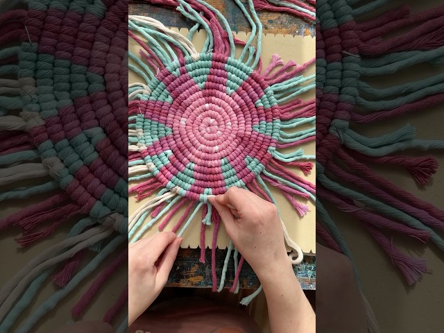 The making of a spiral macrame wall hanging, one knot at a time. #macrame #macramewallhanging