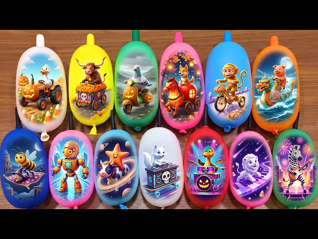 Making Slime with Funny Balloons: Learn Colors & Surprise Animals | Satisfying ASMR | Part 17