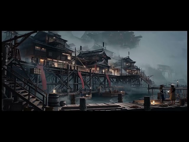 6 Japanese Stilt City Photoshop Paintover Image 2
