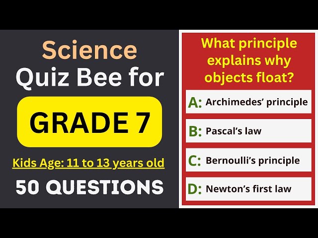 Science Quiz Bee for Grade 7 Kids | 50 MCQs | 11 to 13 years old | Class 7 Science Knowledge Quiz