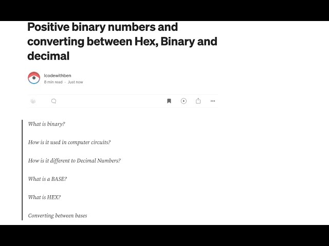 Positive binary numbers and converting between Hex, Binary and decimal
