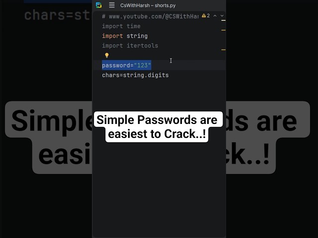Why we should never use simple and sequence password #cswithharsh #cybersecurity #btech #shorts