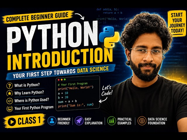 Python Introduction for Beginners | Learn Python from Scratch | Data Science with Lakshman