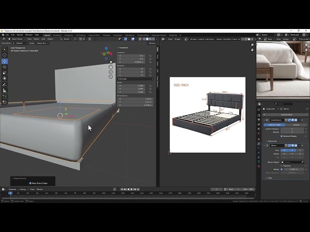 Modern Bedroom Modelling Tutorial in Blender Part -2    #blender3d  #blenderartist