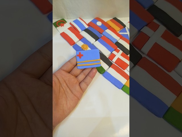 🇦🇼 Making the Aruba Flag with Clay! 😍 | Satisfying Clay Art #trending #shorts