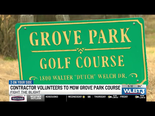 Contractor volunteers to mow grove park course