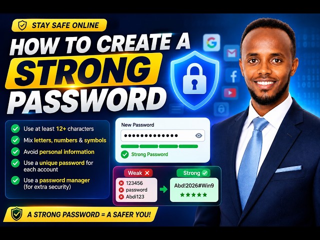 Sidee loo sameestaa password adag? | how to create strong password | afsoomaali