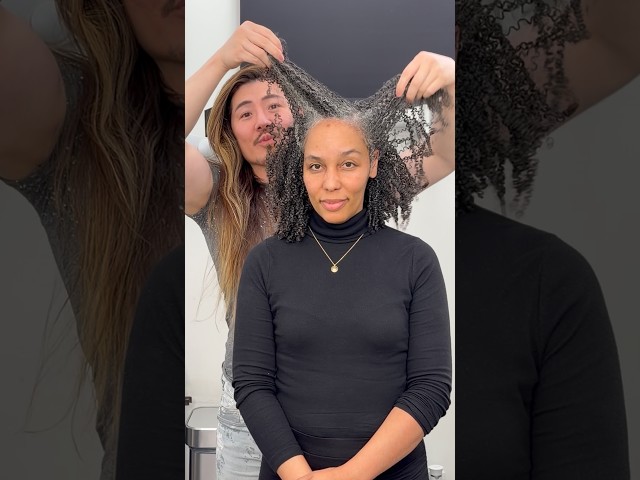 Icy Brown gray coverage blend on curls with #GuyTang