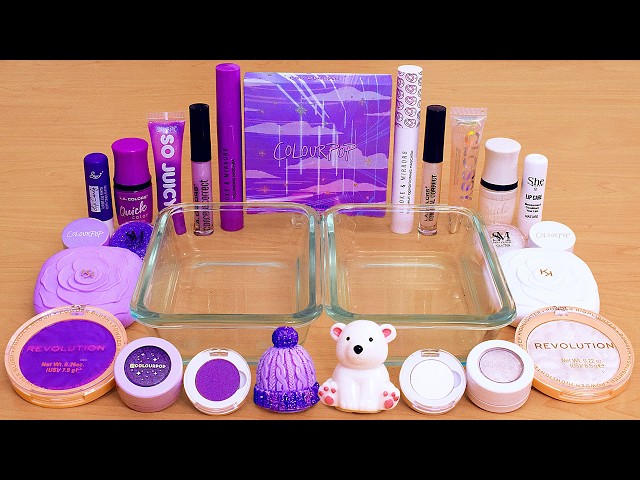 Purple vs White - Mixing Makeup Eyeshadow Into Slime ASMR