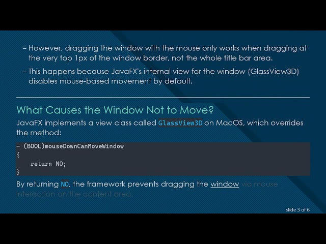 How to Make a JavaFX Window with a Transparent Titlebar Movable on MacOS