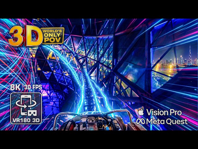 STORM COASTER 3D 🌪️ 8K ultra realistic Dubai Roller Coaster POV 🟥 Quest & Vision Pro Spatial VR180
