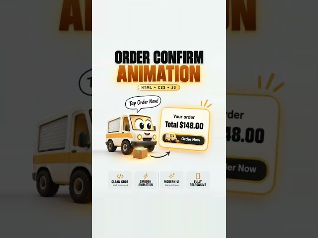 🚚 Satisfying CSS Order Button Animation | HTML, CSS & JS #css #html #webdevelopment #shorts