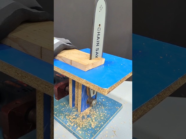 Drill-Powered Chainsaw Table: Ultimate DIY Wood Cutter! 🛠️🪚🔥 #Shorts #DIY #Woodworking #Tricks