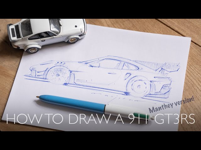 How to draw a Porsche 911 GT3RS Manthey - Easy to follow tutorial