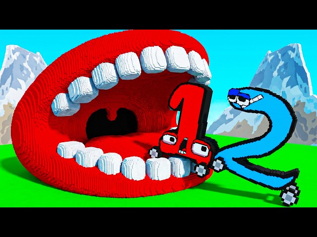 Number Lore Cars vs Giant Teeth in Teardown