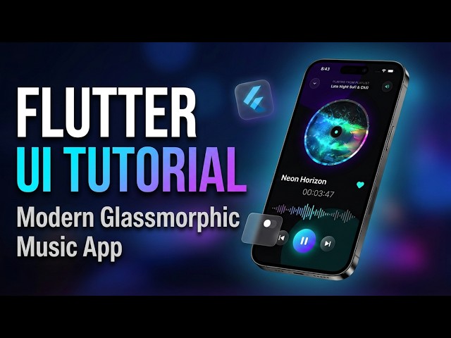 Flutter UI Tutorial Modern Glassmorphic Music App with Live Timer & Animated Vinyl || Amazevalley