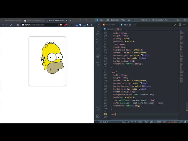 How to draw Homer Simpson with HTML and CSS | Speed coding CSS | CSS Illustration | CSS Speed Art🤘🤘