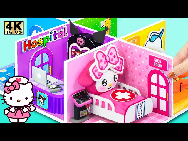 How To Make Miniature Hello Kitty Hospital with 6 Room, Doctor Set ❤️ DIY Miniature Cardboard House