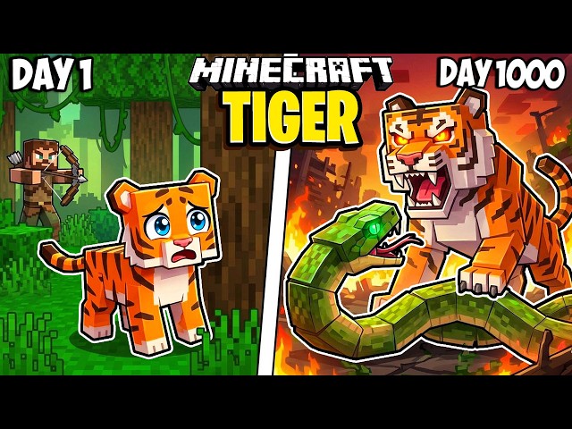 I Survived 1000 Days as a TIGER in Minecraft