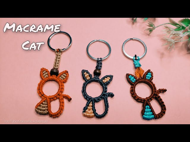 Simple Macrame cat keychain | cute valentine's gift for your love