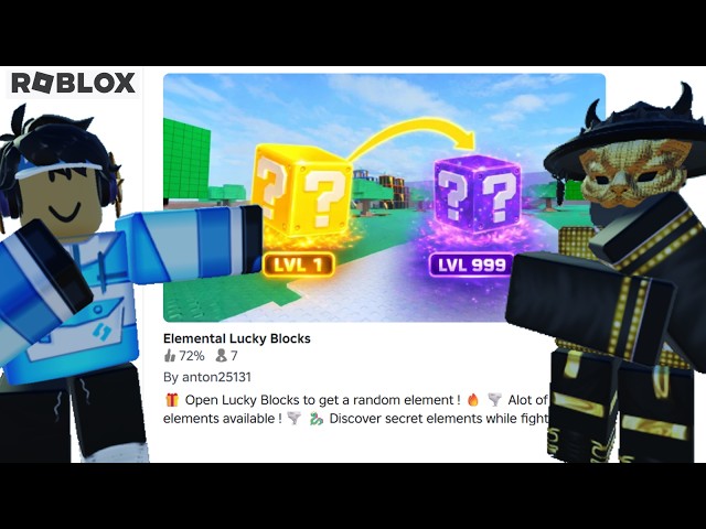 Playing Roblox Elemental Lucky Blocks with my Brother :D