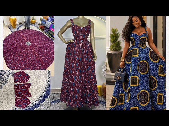 How to Make a 360° Circle Skirt for a full length using Ankara with Bustier top