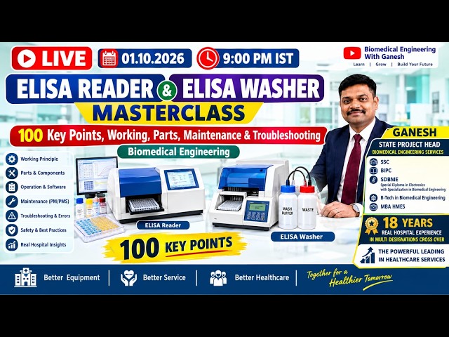🔴 LIVE | ELISA Reader & Washer | 100 Key Points, Working, Parts & Troubleshooting | 01.10.2026
