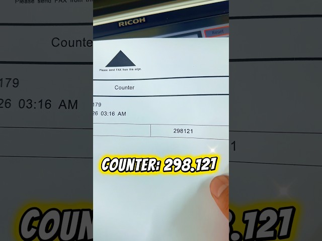 Check the total print/copy page count on the Ricoh MP 6055 photocopier.