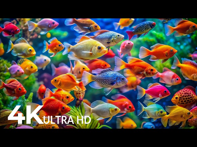 DREAM AQUARIUM 4K - Marine Life, Sea Animals and Coral Reef - Fish Tank Sounds for Deep Sleep #82