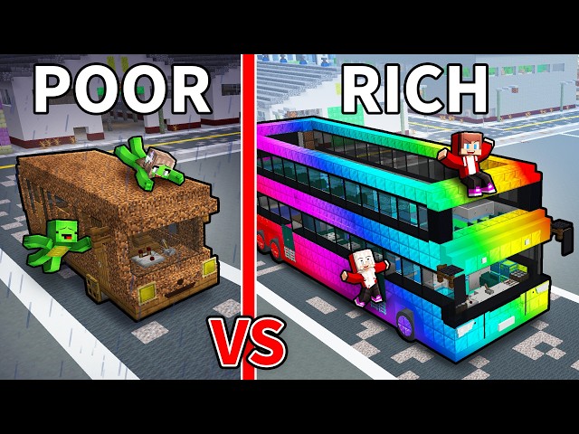JJ & Mikey: POOR vs RICH BUS Battle Challenge in Minecraft! Maizen