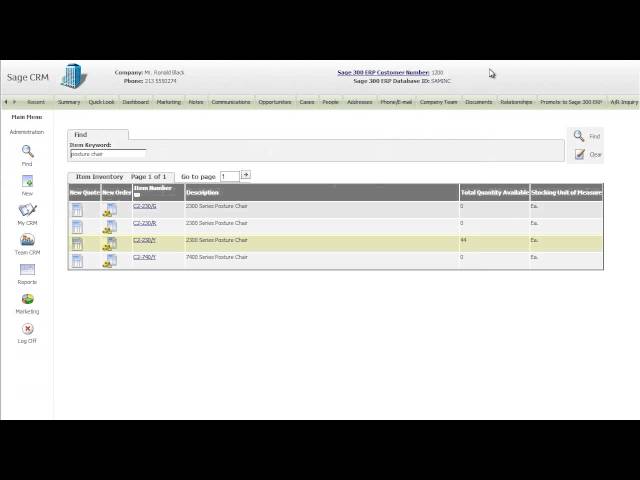 Sage 300 ERP - Looking Up Items in Sage CRM