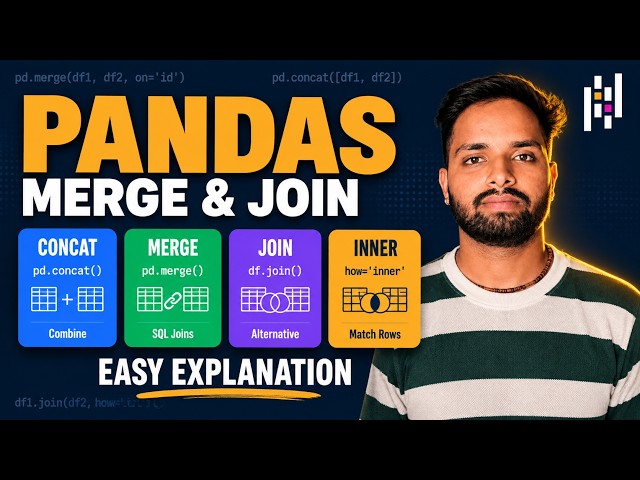 Pandas Merge, Join & Concatenate in Hindi | Combine Multiple DataFrames | Data Science Tutorial