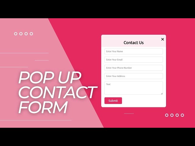 Popup Contact Form Using Html CSS and JavaScript