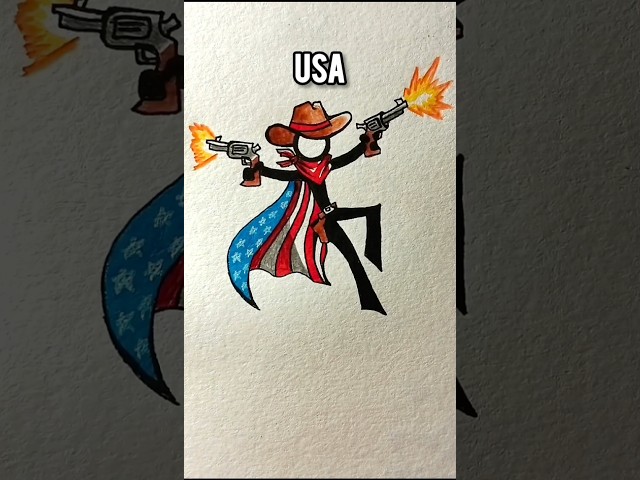How to draw stickman with national flags #drawing #art #stickman #howtodraw #draw